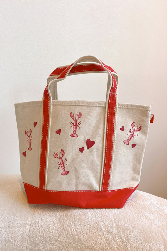 Lobstah Love Hand Painted Tote Bag