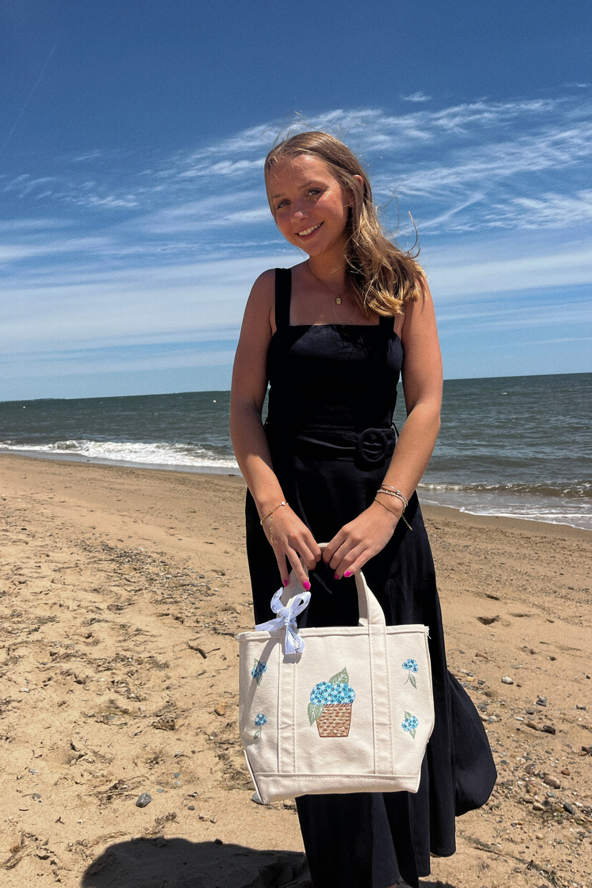 Hand-painted Hydrangea LL Bean Tote