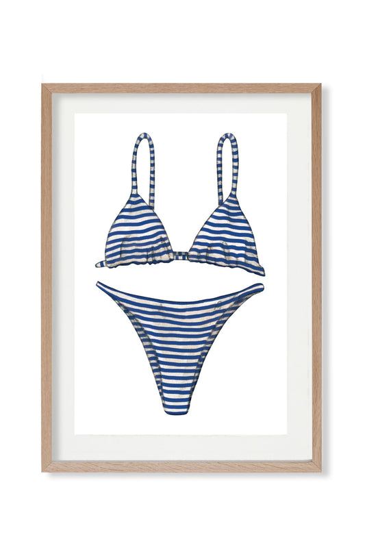 Navy Stripe Bikini Print