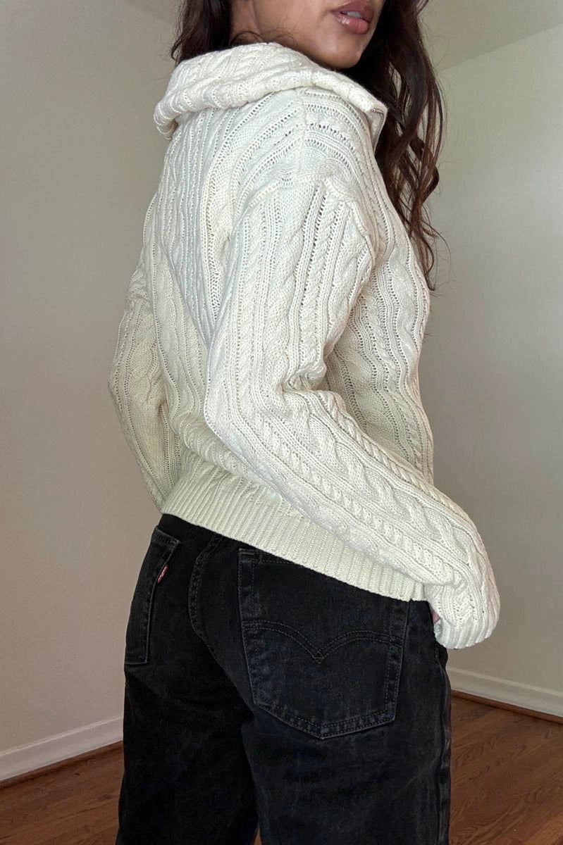 Cape Cable Knit Zip Up