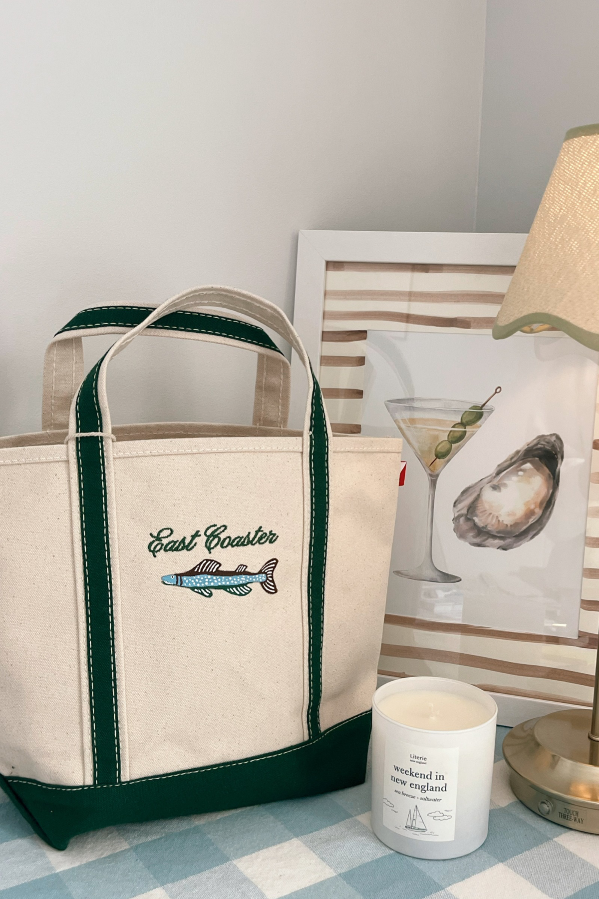 East Coaster Fish Embroidered & Hand Painted Tote Bag