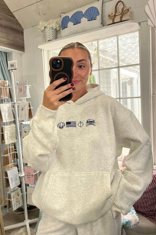 Coastal Icons Heather Gray Hoodie