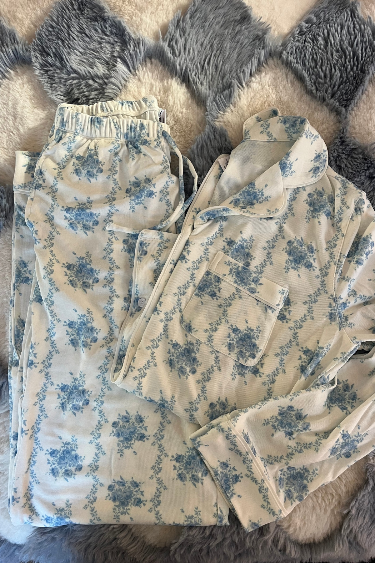 Blue Rose Long Sleeve Pajama Set