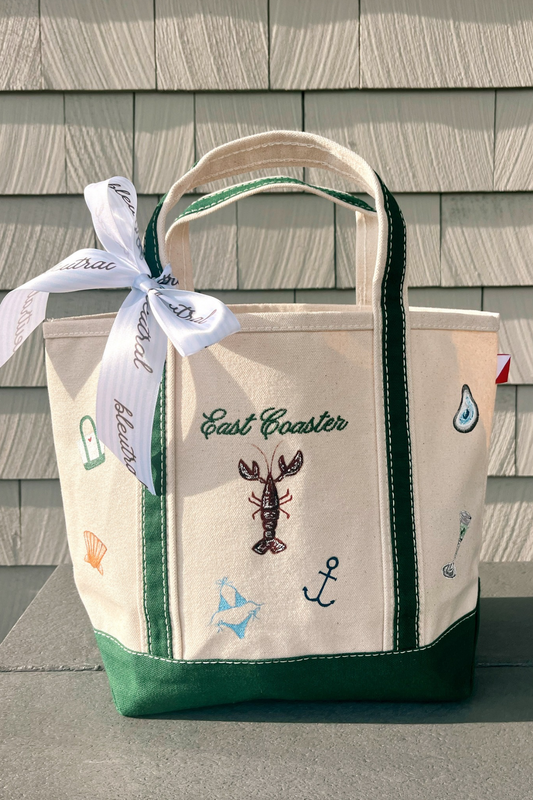 East Coaster Dark Green Icons Hand Painted Tote