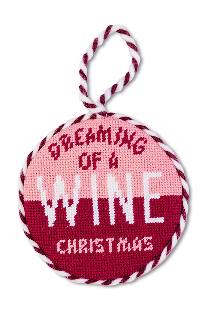 Wine Christmas Needlepoint Ornament