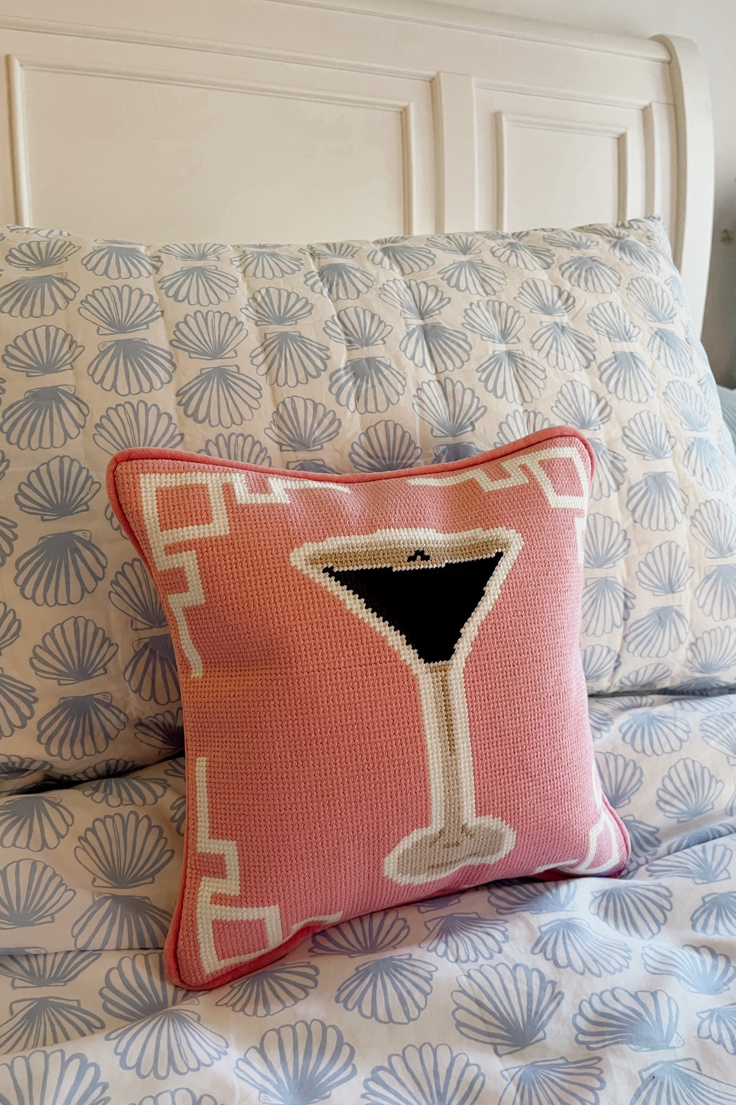 Espresso Martini Needlepoint Pillow