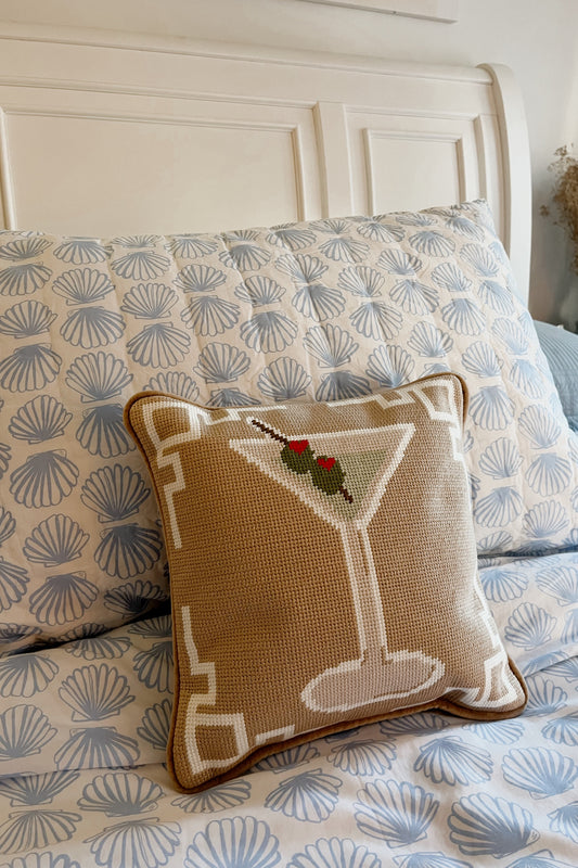 Martini Needlepoint Pillow