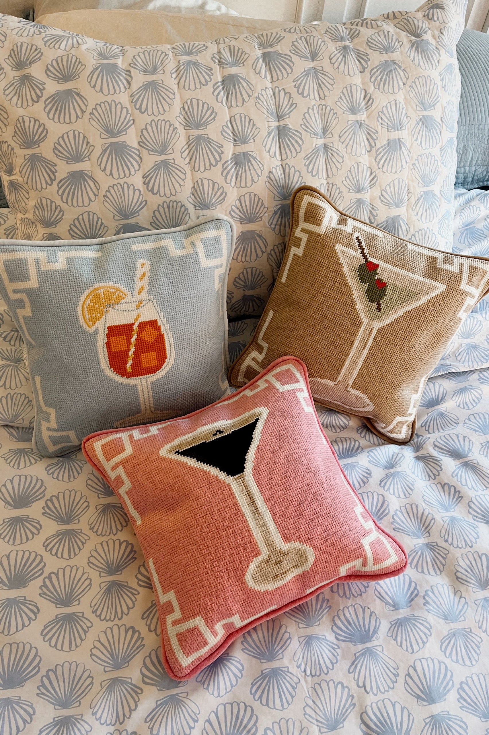 Martini Needlepoint Pillow