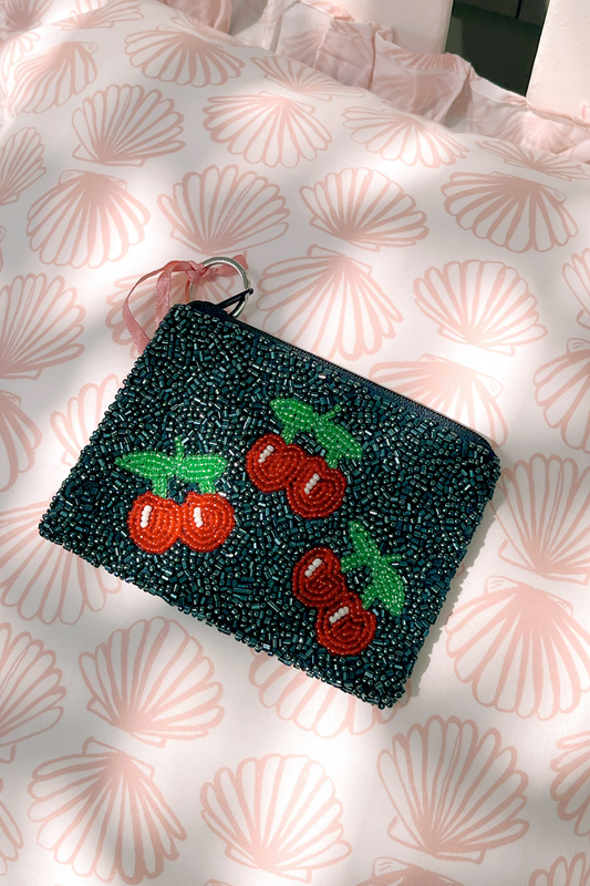 Cherries Beaded Coin Purse