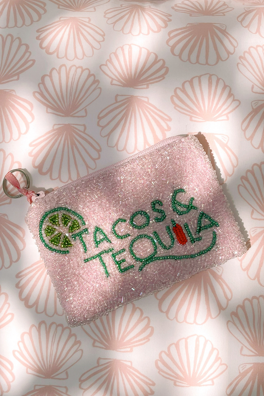 Tacos Tequila Beaded Coin Purse