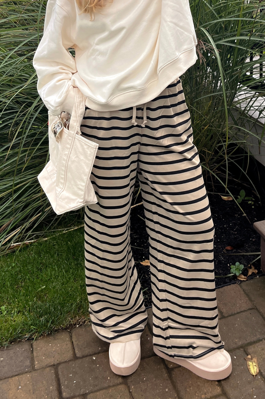 Striped Knit Drawstring Lounge Pants