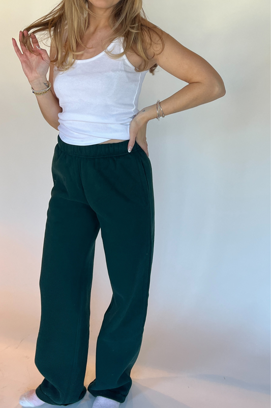 Felicity Fleece Wide Leg Sweatpants - Green