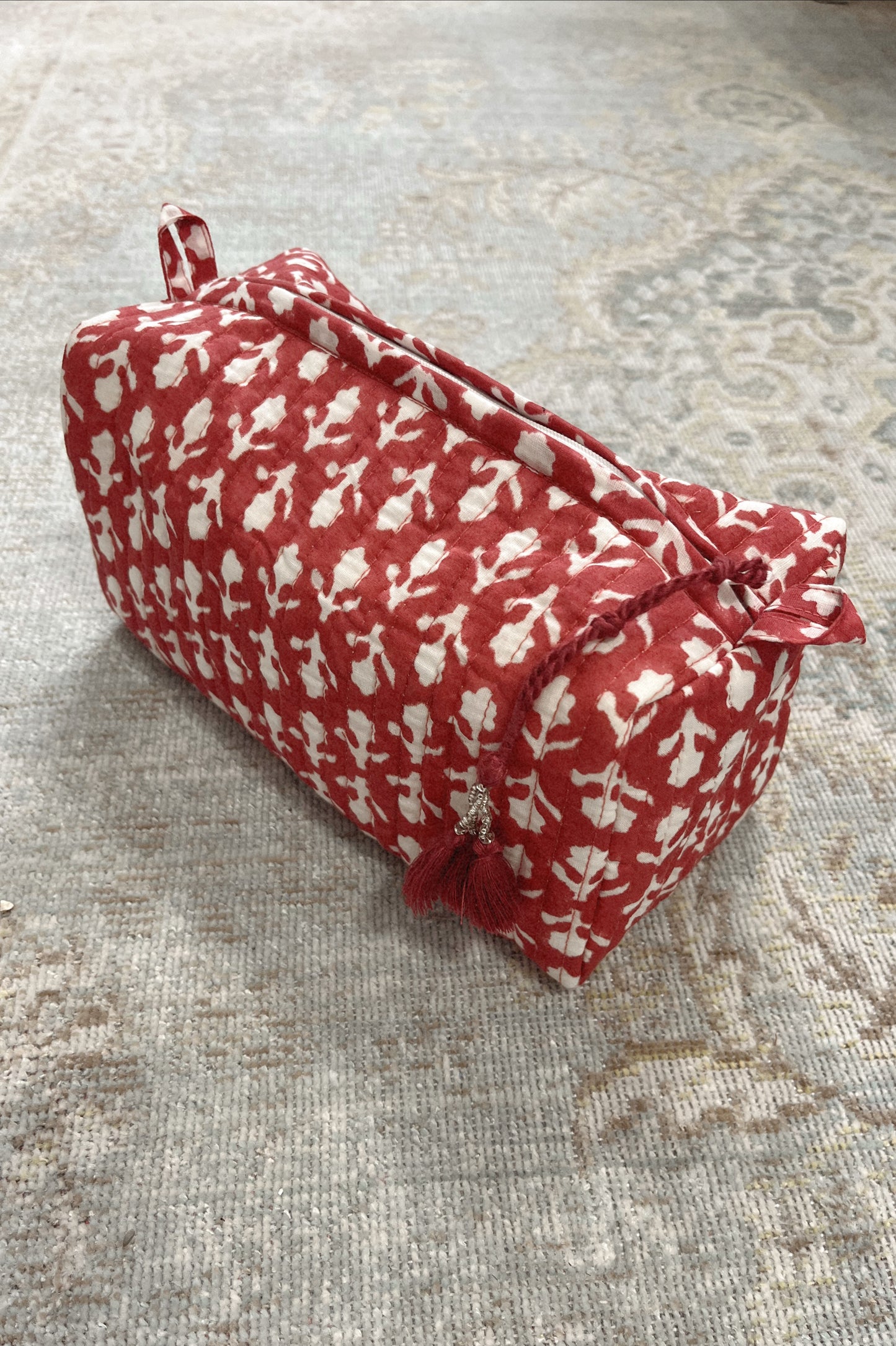 Nantucket Red Quilted Cosmetic Bag