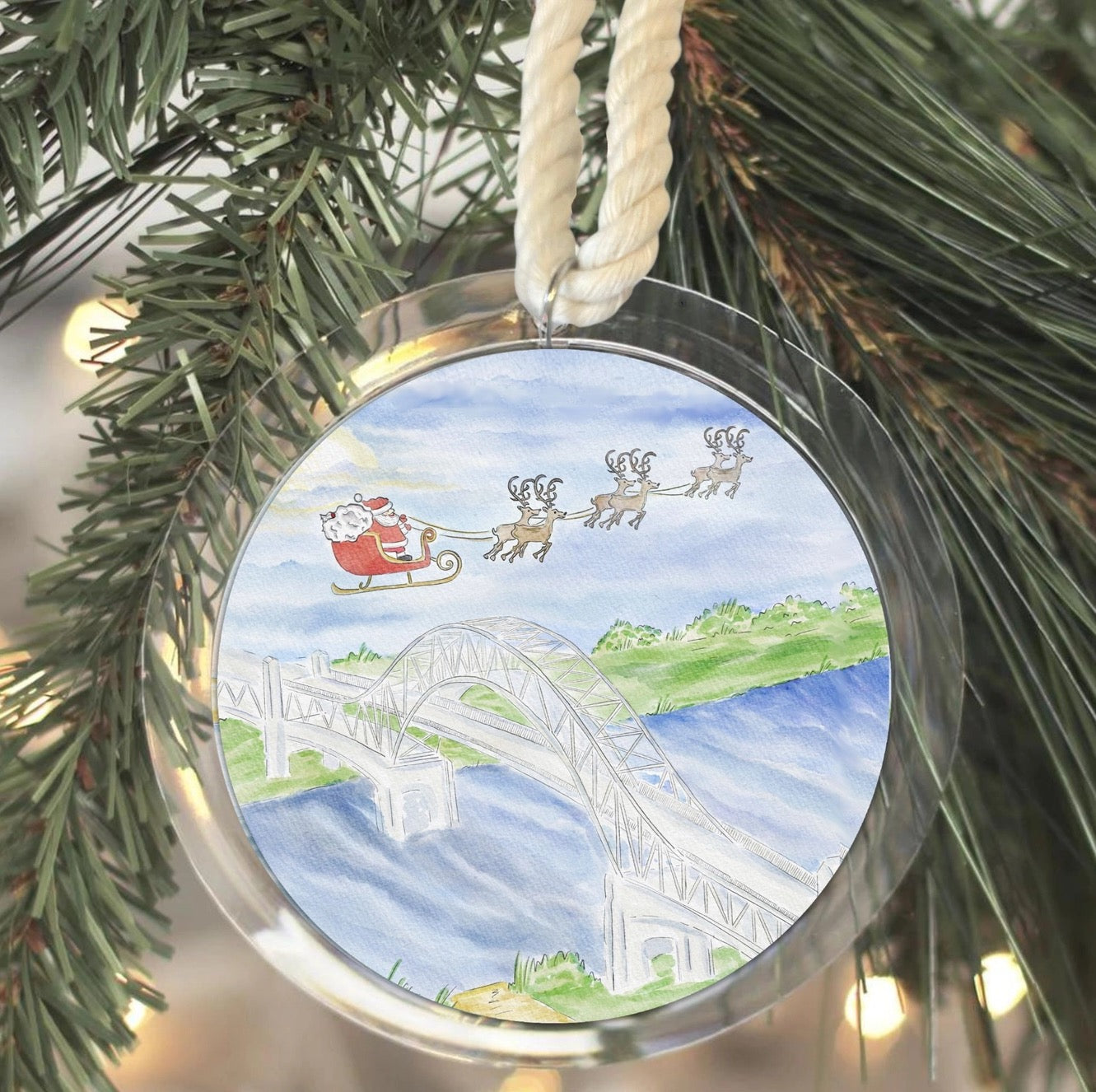 Santa Arrives on the Cape Ornament