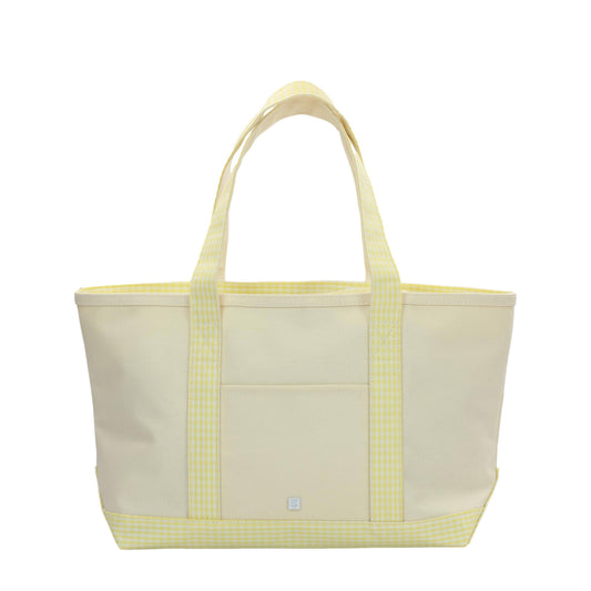 Coated Canvas Medium Tote - Yellow Gingham