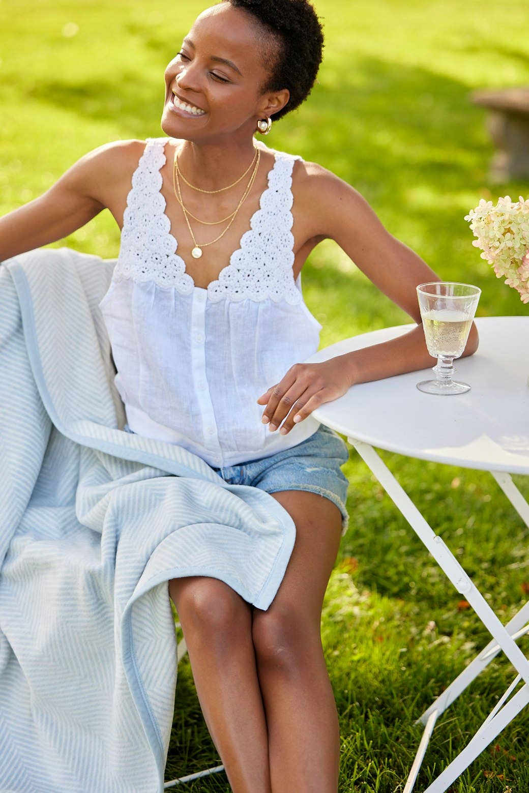 Harborview Herringbone Sky Blanket