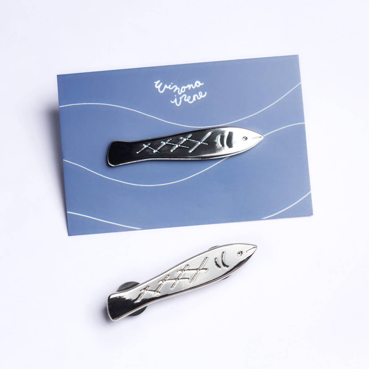 Sardine Fish Silver Metal Pin