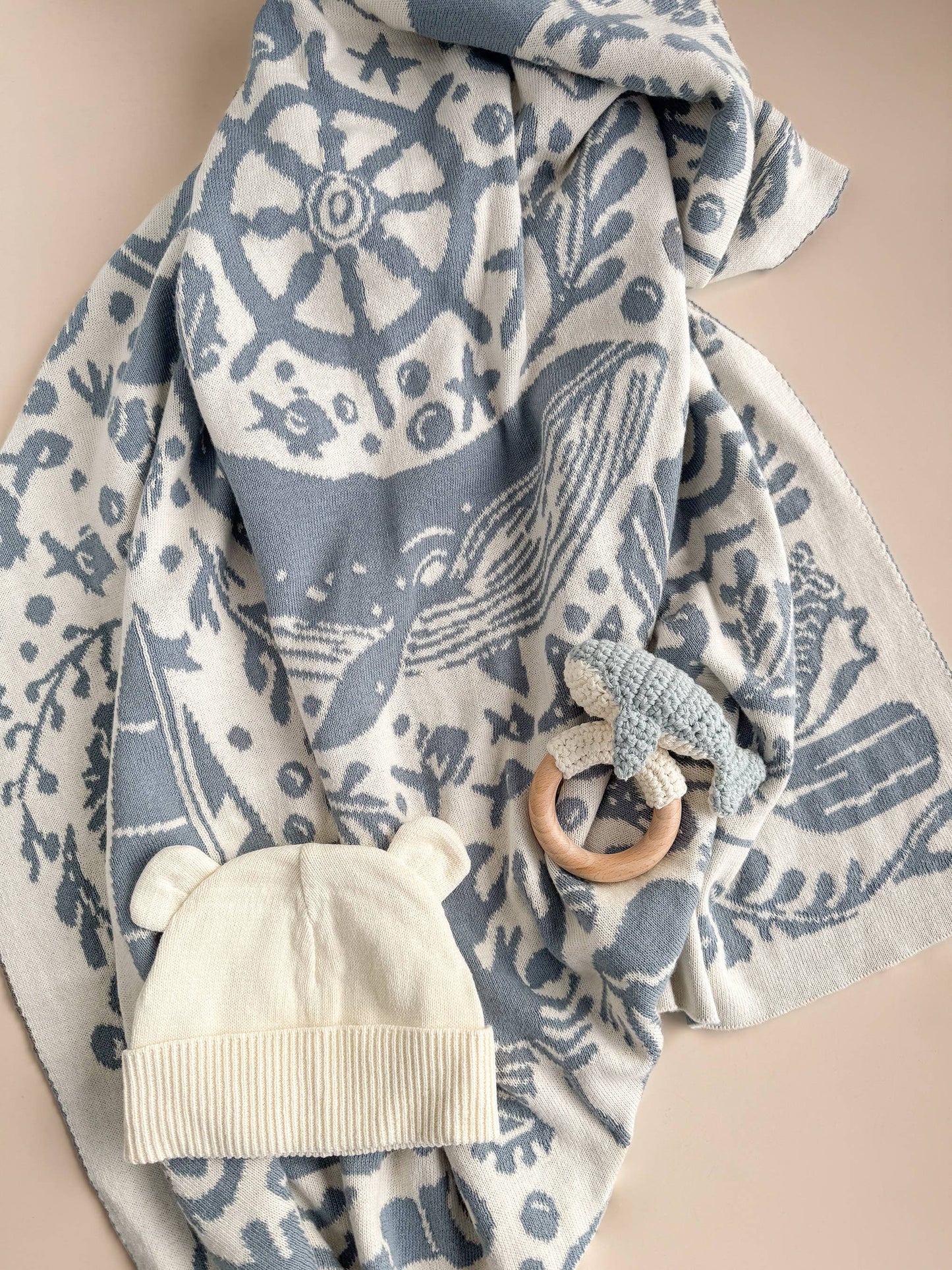 Teether Whale Cotton Crochet Rattle
