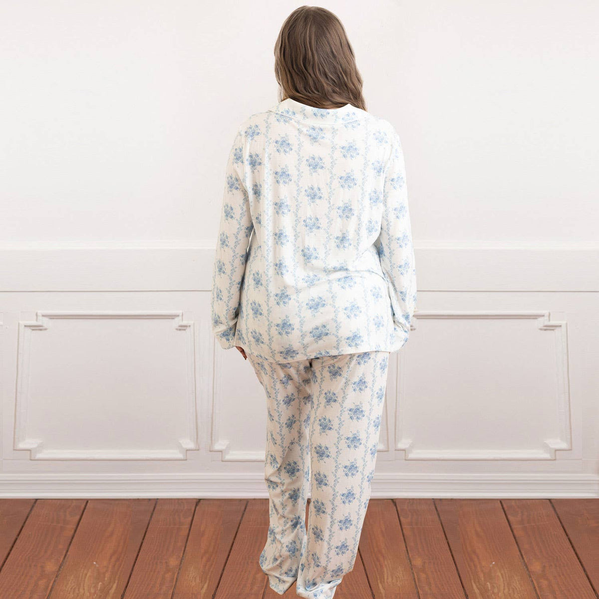 Blue Rose Long Sleeve Pajama Set